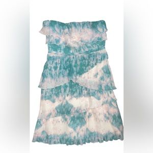 Multicolored Strapless Tiered Top